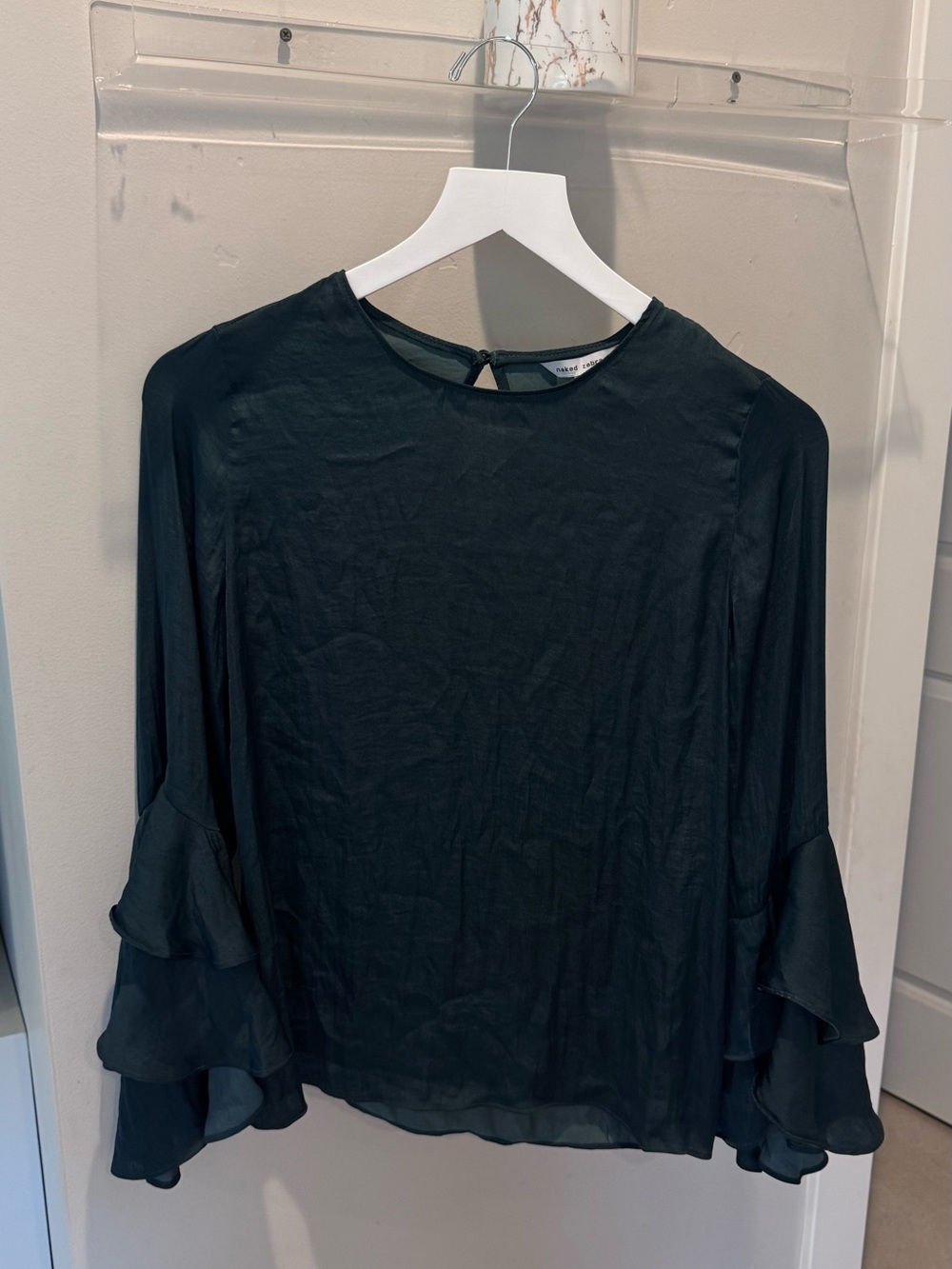 Naked Zebra Black Ruffle Sleeve Blouse